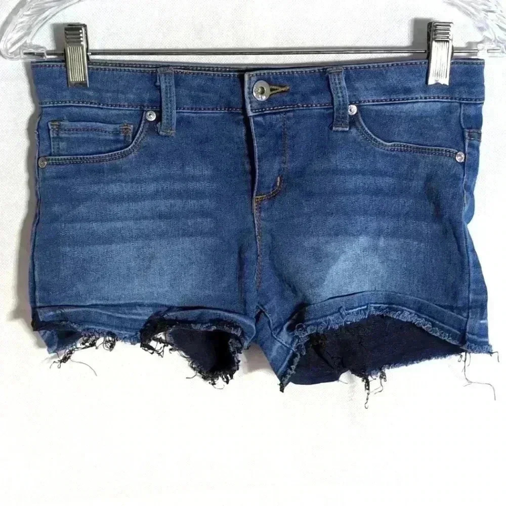 DKNY Girls Cut Off Blue Denim Jean Shorts sz 12